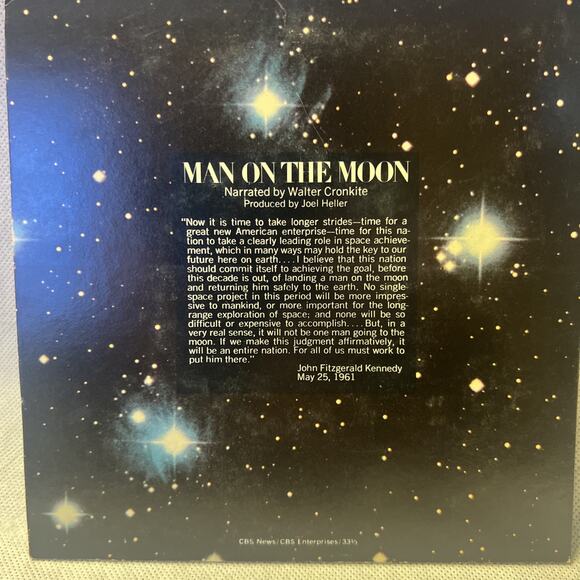 Walter Cronkite "Man On The Moon" CBS News Vinyl 33 Rpm 7” EXCELLENT record - Picture 2 of 6